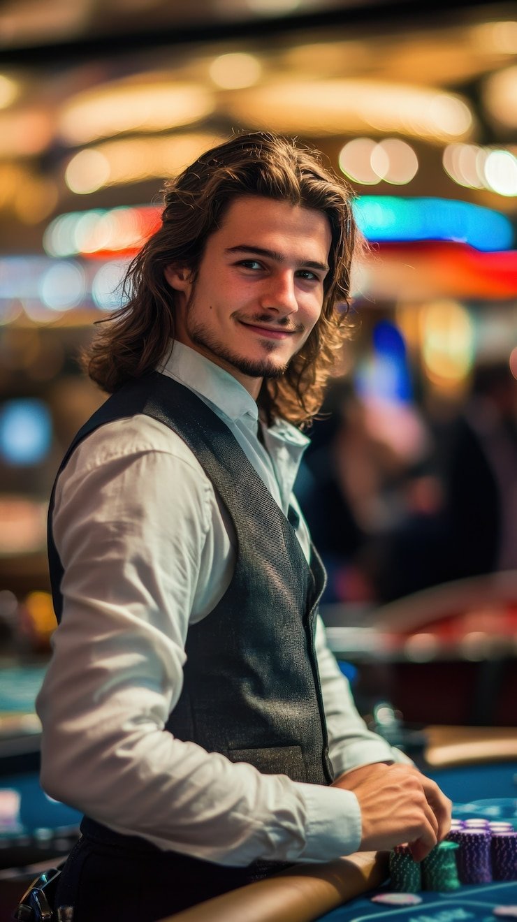 Live roulette table with multi-camera studio